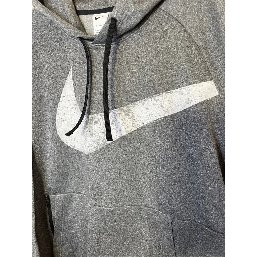 Nike Therma-FIT Men's XL Gray Big Swoosh Pullover Hoodie FZ1072-010